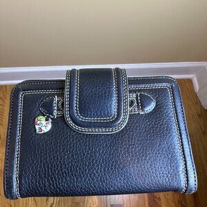 Brighton vintage wallet leather black pebble. Heart charm magnetic /zip closure